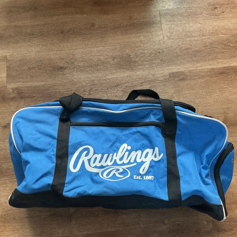 Rawlings Baseball Equipment Duffle Bag Blue Black Sports Gear Carry Gym Travel